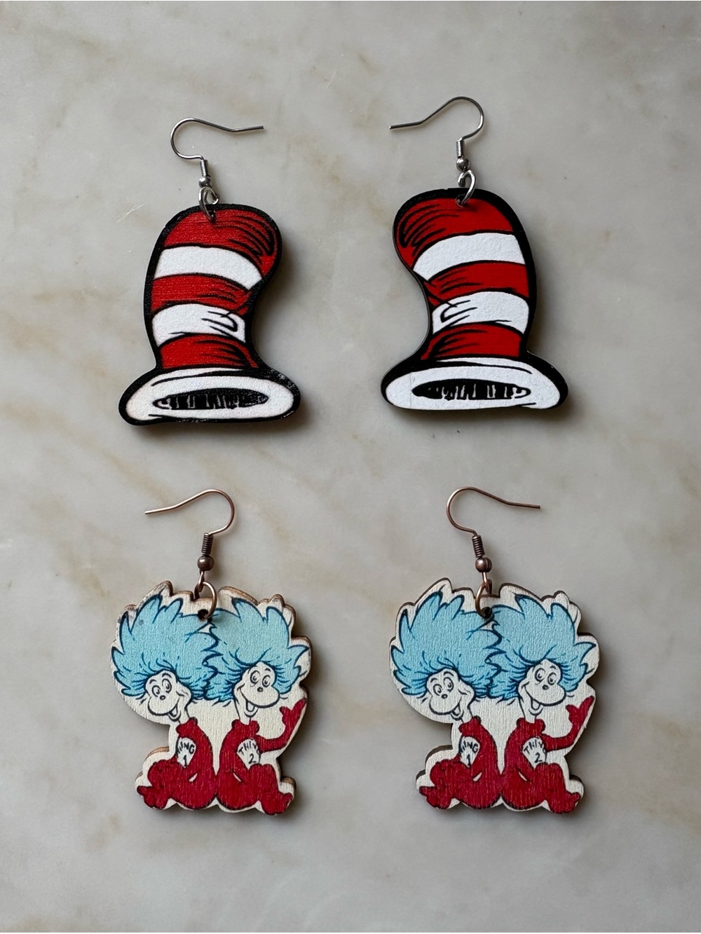 Dr. Seuss earrings wood